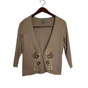 Ann Taylor Small Nude Embroiled Sweater Cardigan